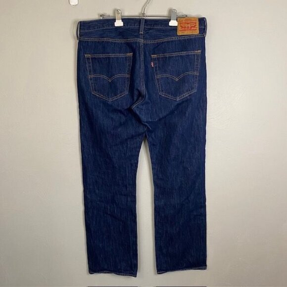 Levi's 501 Button Fly 36 X 32 Dark wash 5 pocket Straight leg Cotton Western - Picture 4 of 13